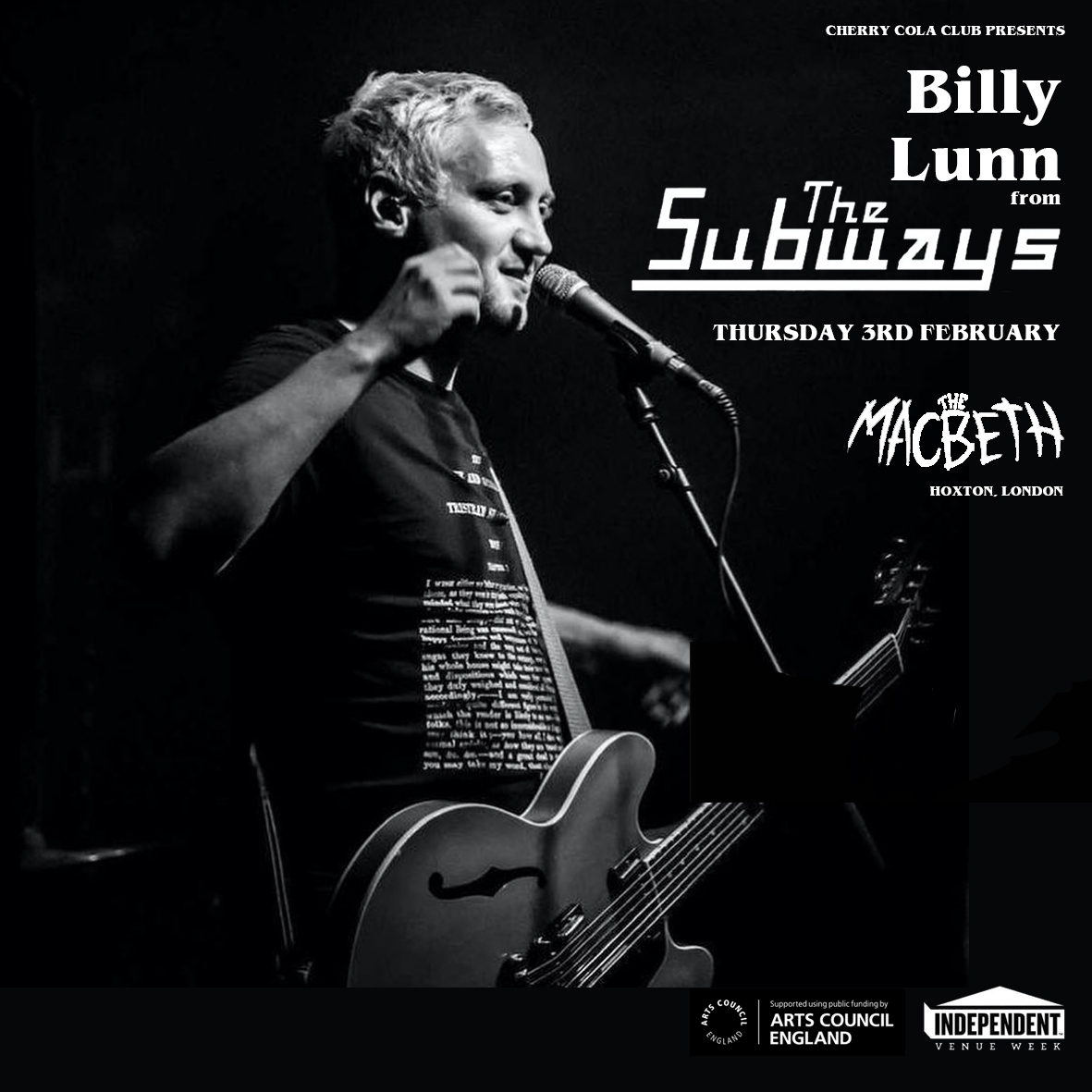 INDEPENDENT VENUE WEEK - BILLY LUNN (THE SUBWAYS) at The Macbeth ...