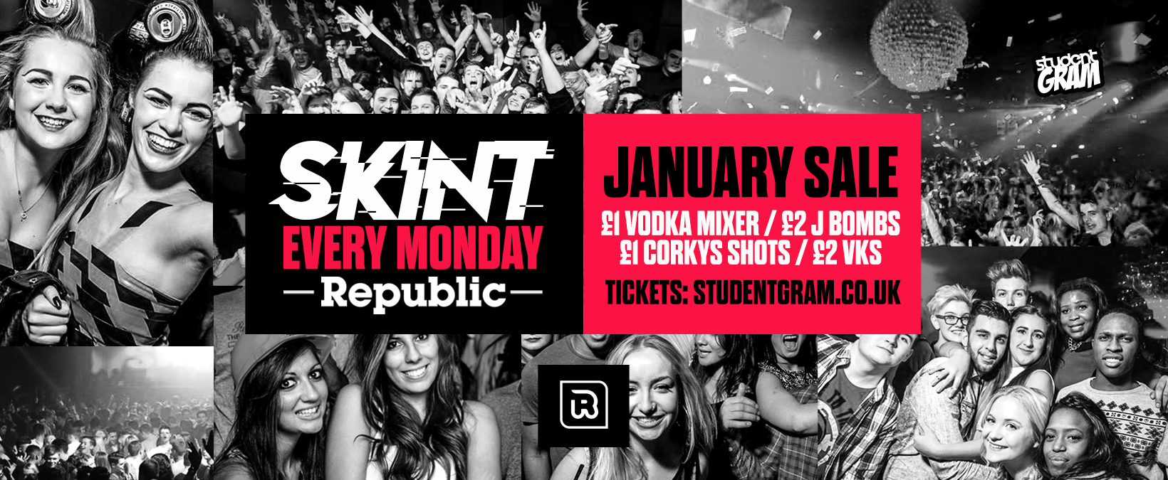 Skint Tonight – £1 VODKA Mixer & £2 J BOMBS