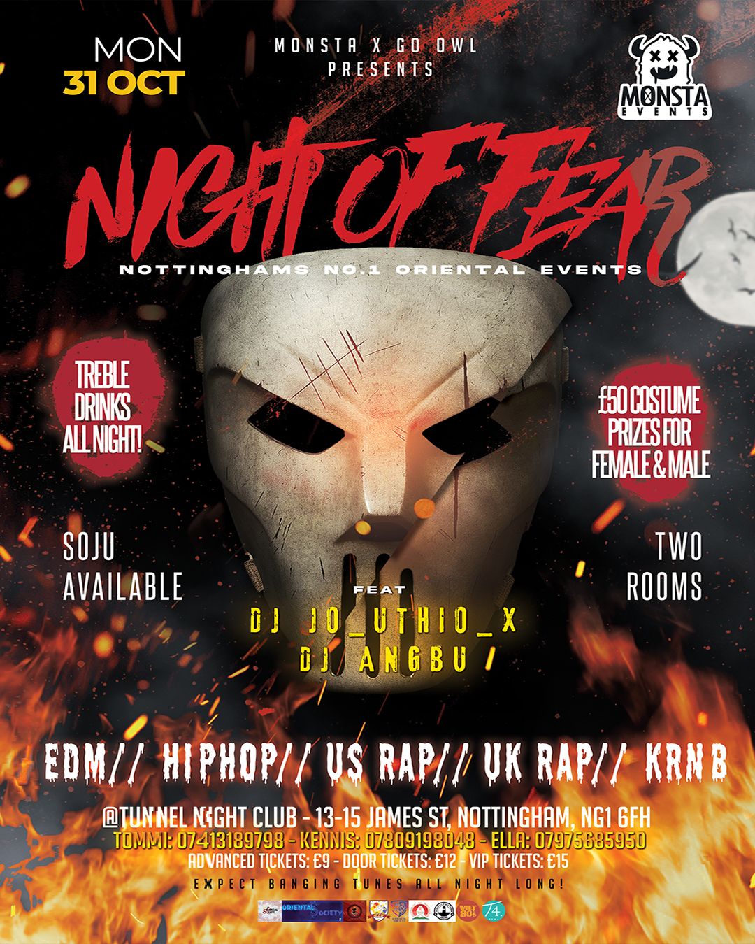 Monsta Nottingham 'Night Of Fear' 31st October at Tunnel Club