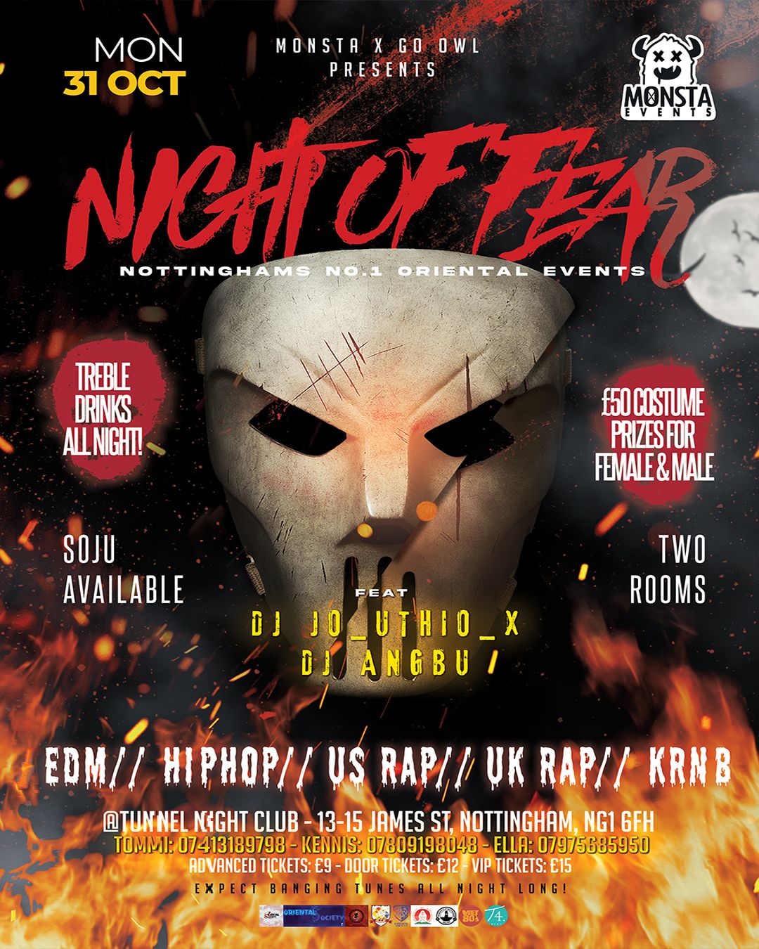 Monsta Nottingham Night Of Fear 31st October At Tunnel Club