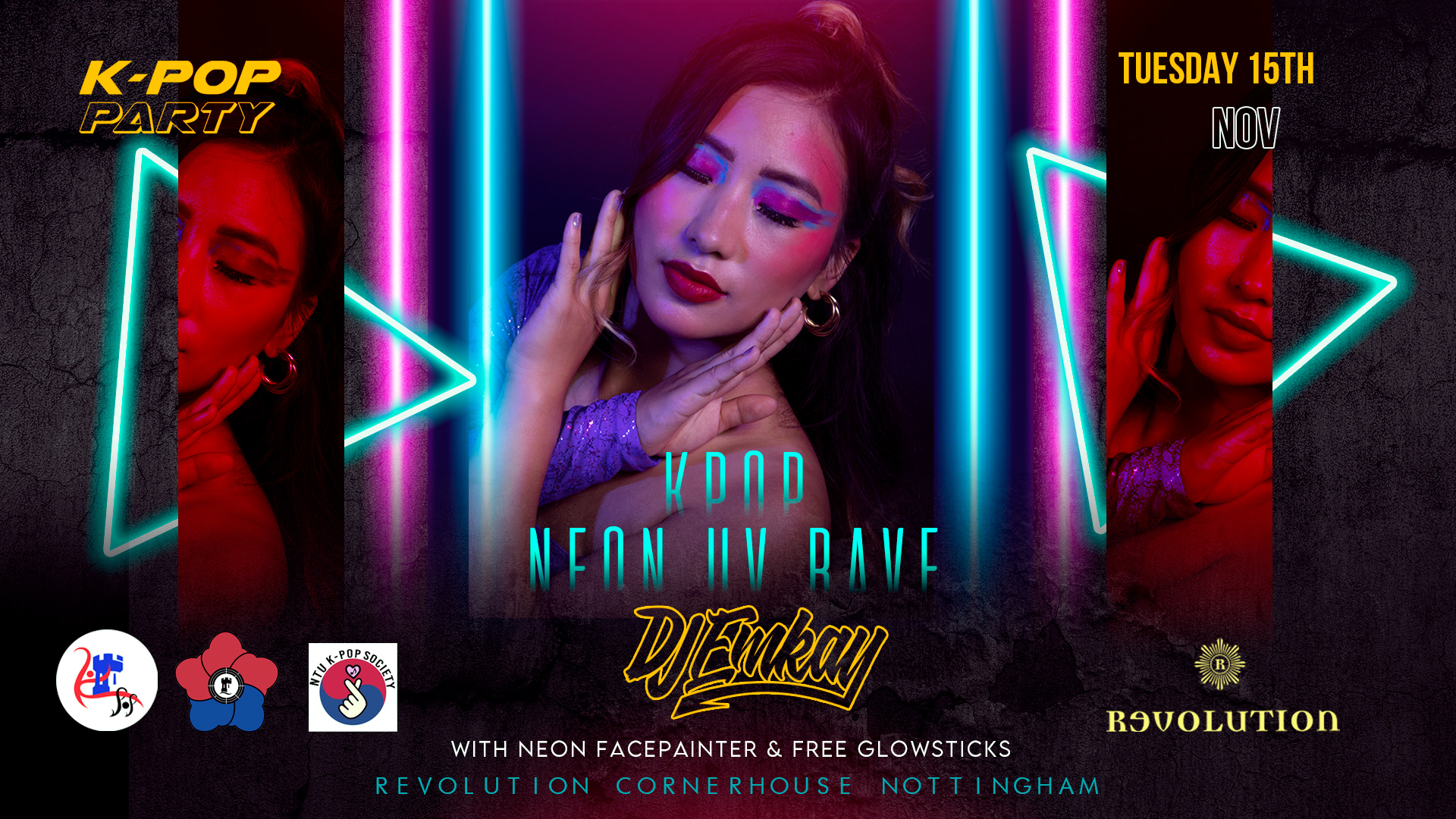 K-Pop Party Nottingham – NEON UV RAVE with DJ EMKAY | Tuesday 15th November