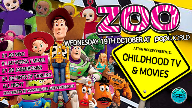 ZOO Wednesday PRESENTS ASTON HOCKEY CHILDHOOD TV & MOVIES at Popworld Birmingham