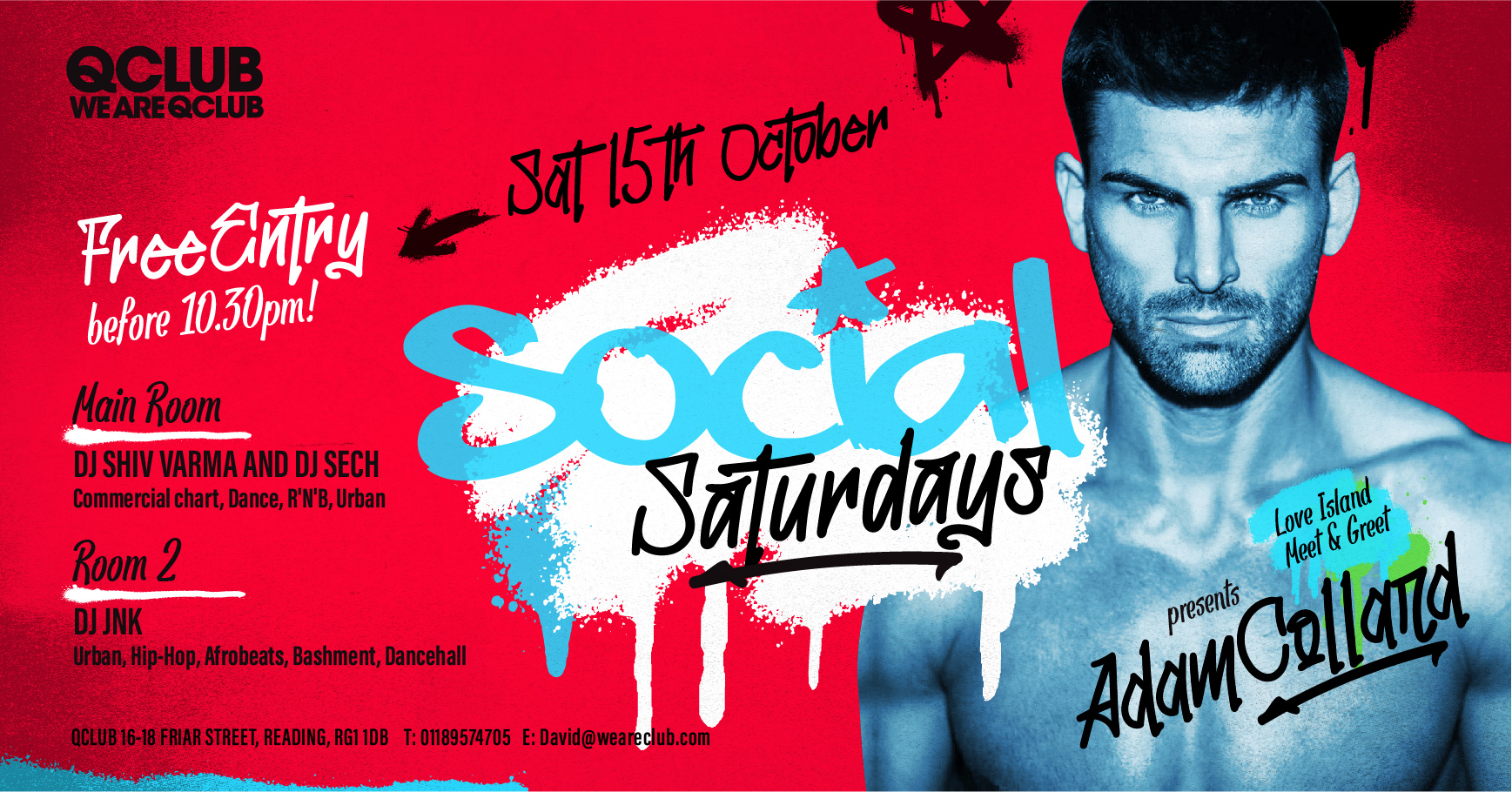 Social Saturdays Presents 🎥 Love Islands Adam Collard  Meet & Greet