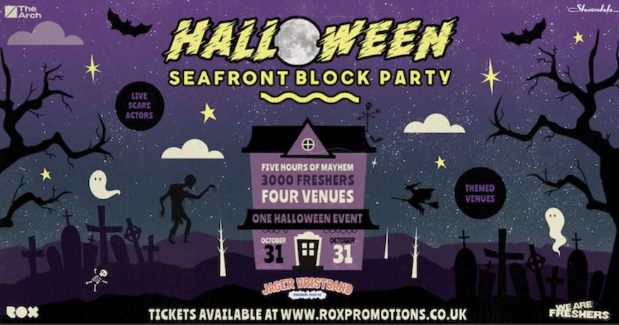 HALLOWEEN SEAFRONT BLOCK PARTY / 4 VENUES / 3000 STUDENTS / LIVE ACTORS
