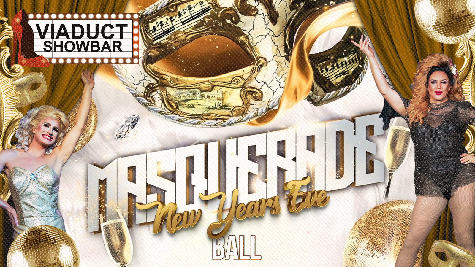 New Years Eve Masquerade Ball at Viaduct Showbar, Leeds on 31st Dec