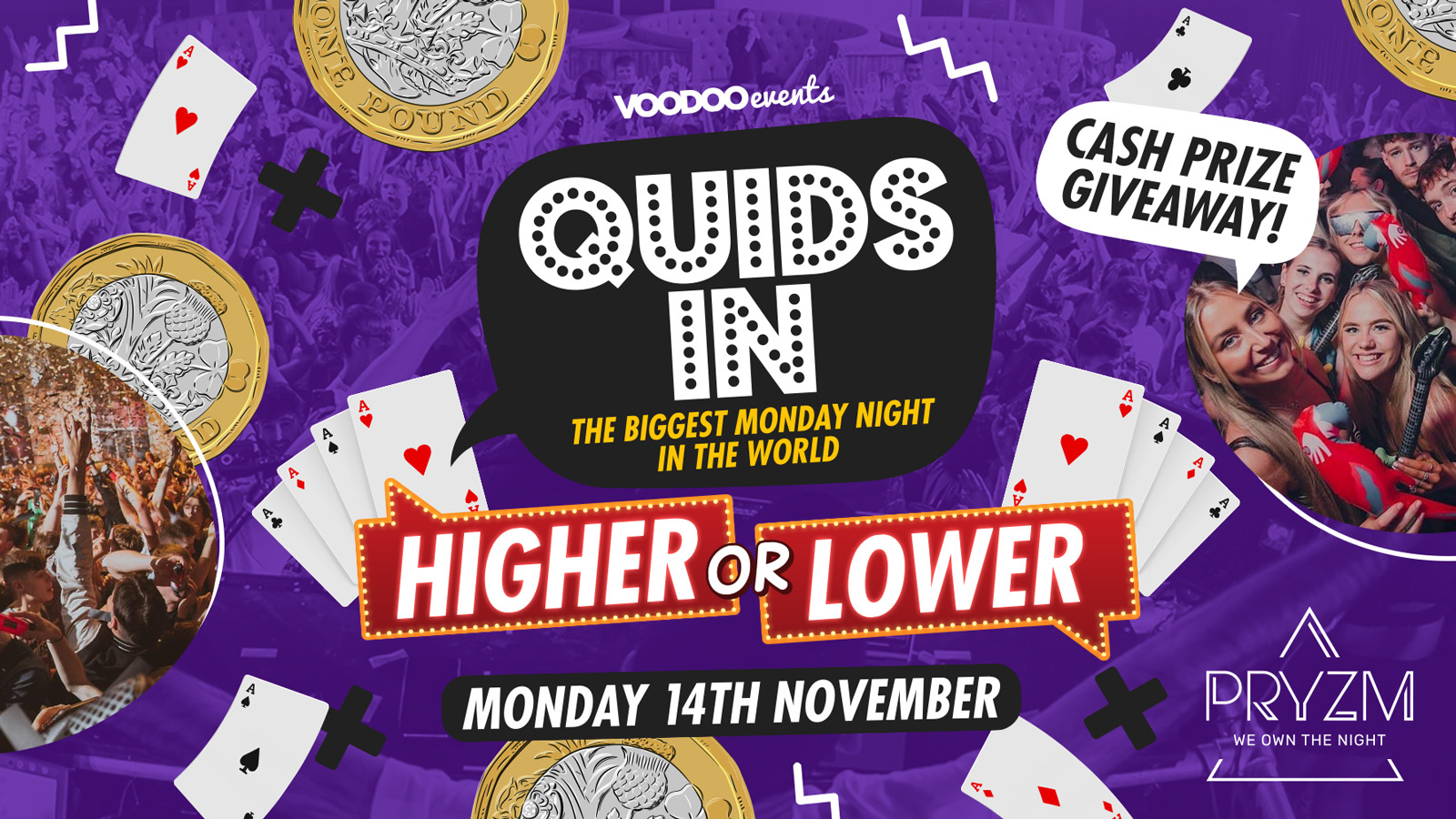 Quids In Mondays HIGHER OR LOWER cash giveaway – 14th November