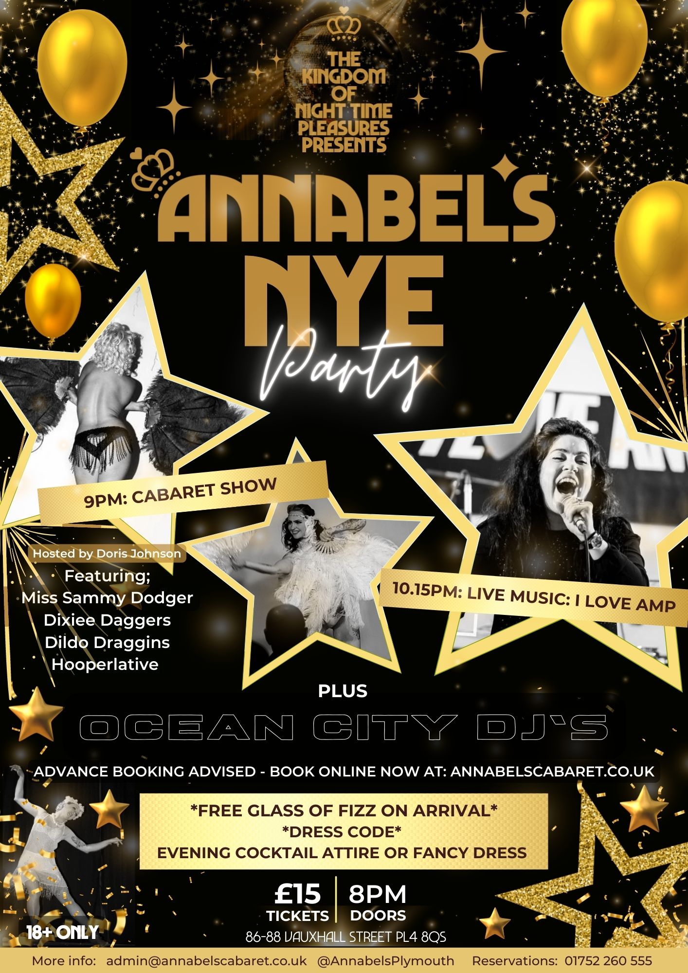 NYE PARTY @ ANNABEL’S // CABARET SHOW + Live Music: I LOVE AMP