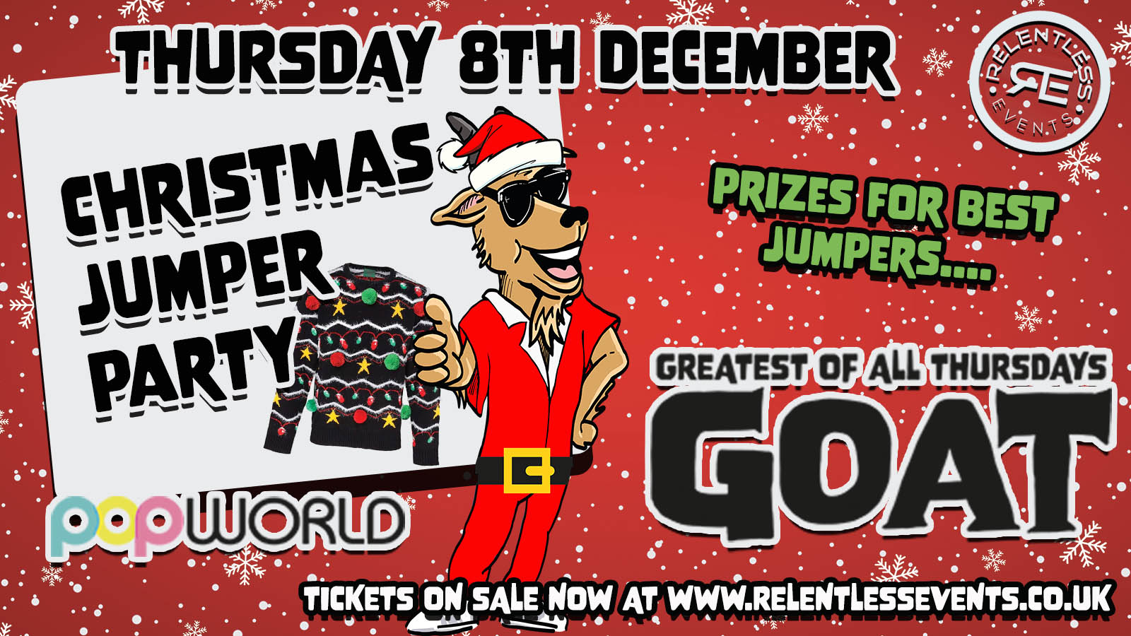 GOAT ‘CHRISTMAS JUMPER PARTY’ at Popworld Birmingham