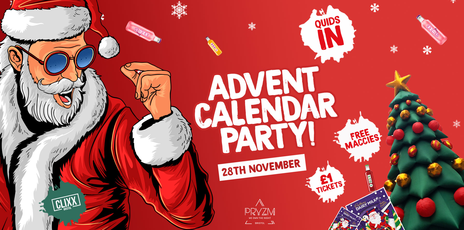 QUIDS IN – Advent Calendar Party –  £1 Tickets