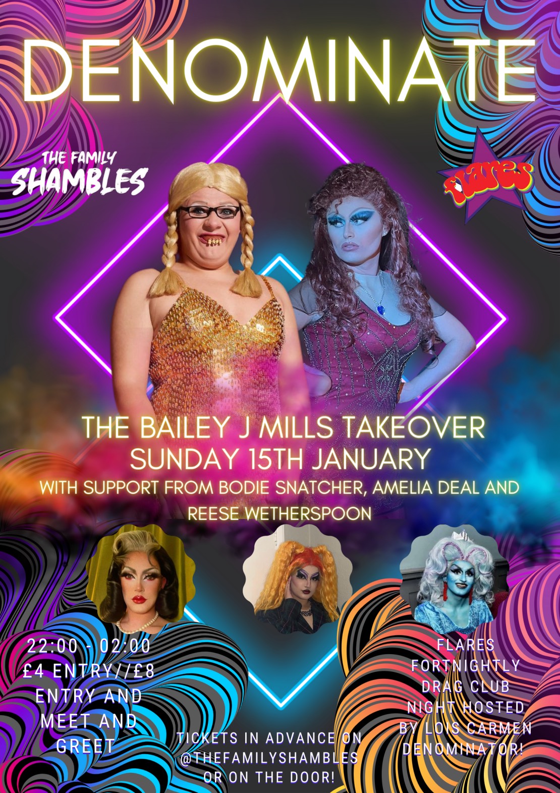 Denominate The Bailey J Mills Takeover at Flares York, York on 15th