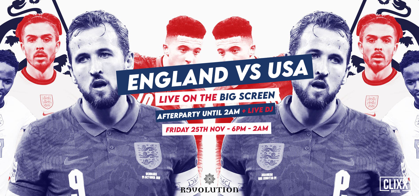 England vs USA – Live on the big screen + Live DJ & Afterparty until 2am