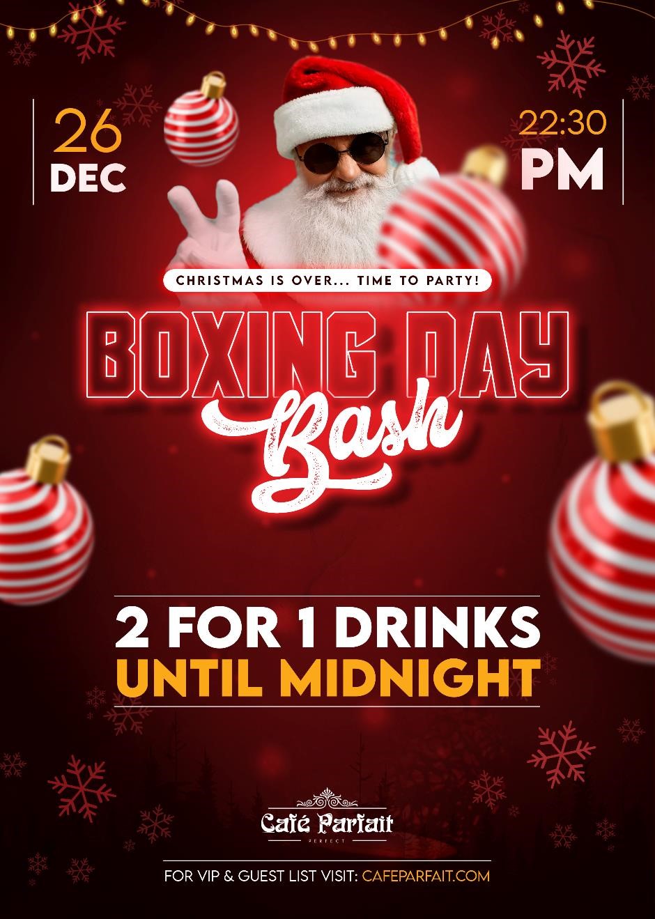 Boxing Day Bash at Cafe Parfait