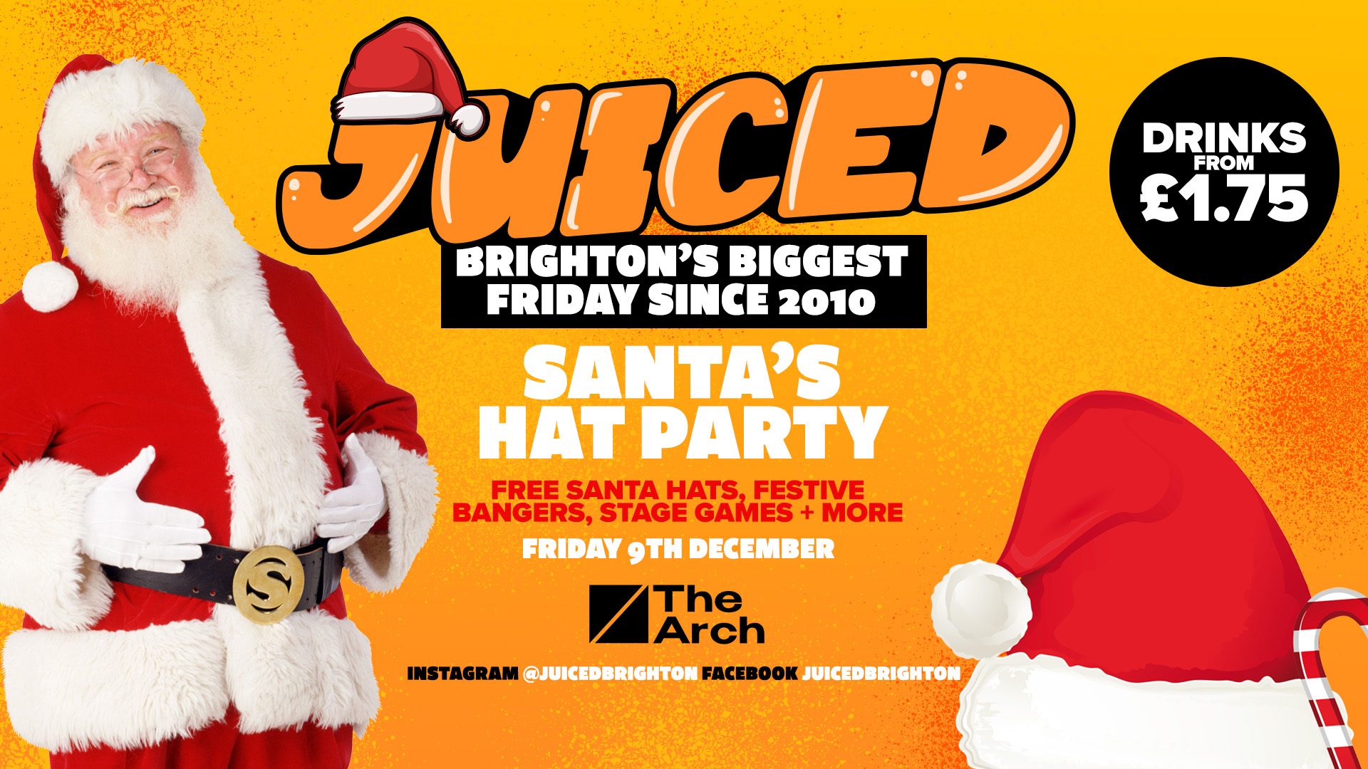 JUICED Fridays x Santa’s Hat Party | Sussex End of Term – The Arch