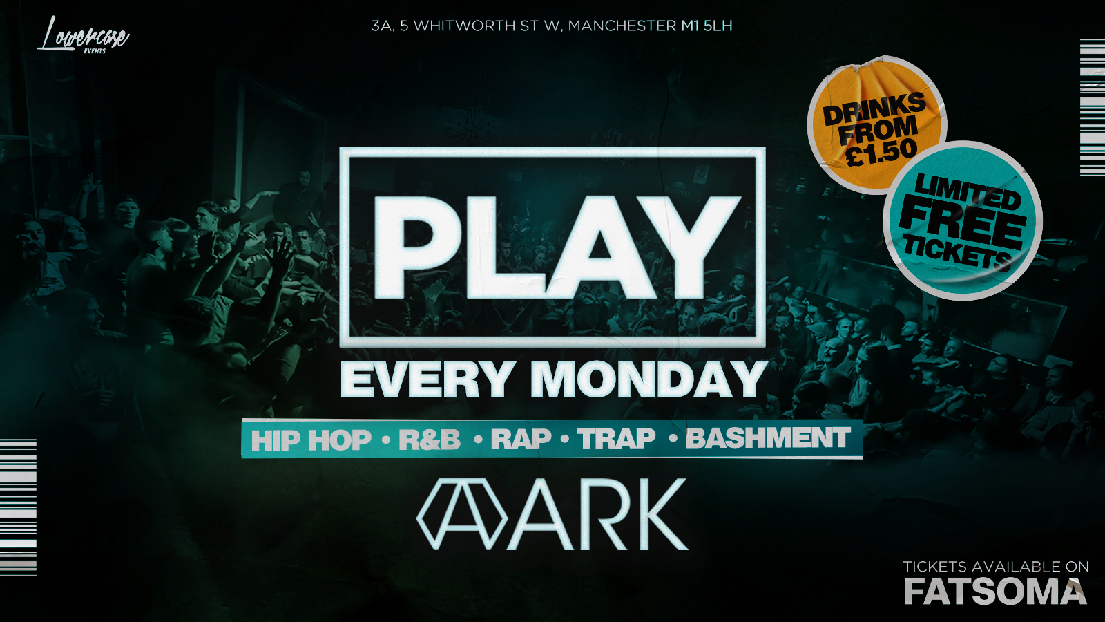 PLAY EVERY MONDAY @ ARK MANCHESTER – LAUNCH PARTY 🎉 FREE TICKETS + £1.50 DRINKS