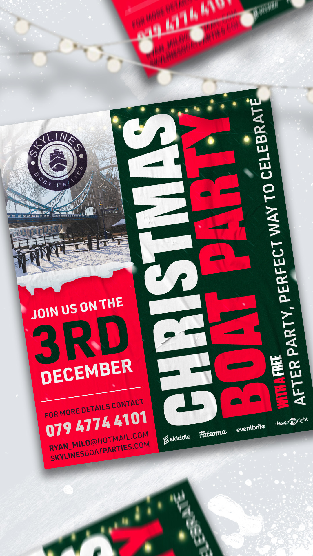 Christmas boat party on the thames with a free after party at