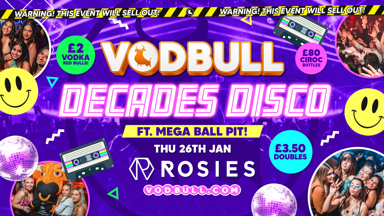 🧡Vodbull [🔥FINAL 50 TIX🔥] 🪩DECADES DISCO🪩at ROSIES!! 🧡 26/01 🧡