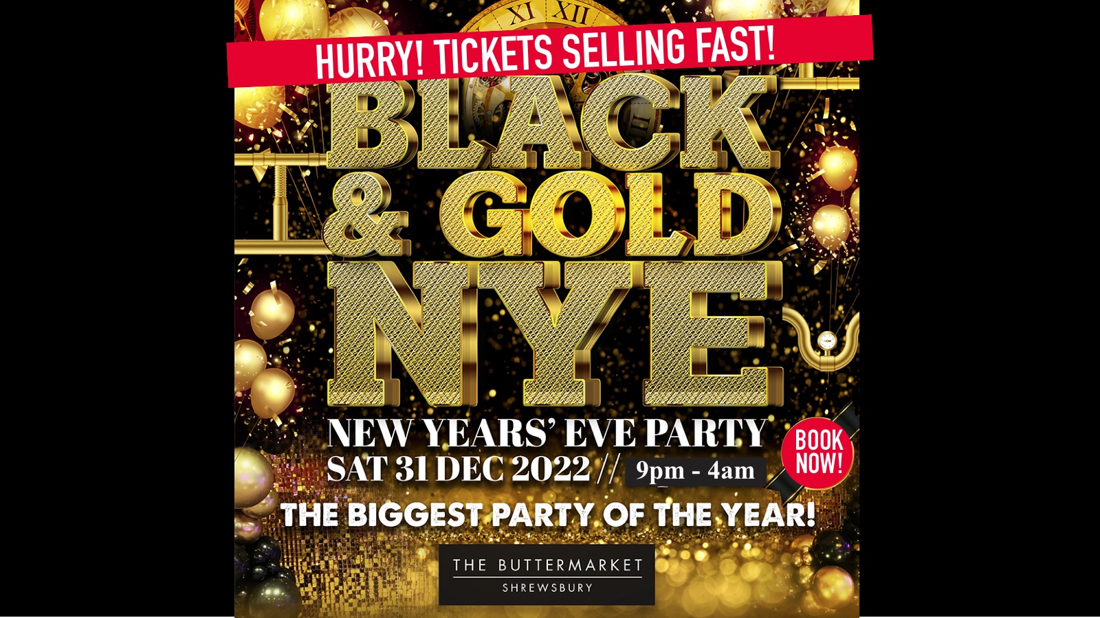 NYE ‘Black & Gold’ Party 🎇  the BIGGEST party of the year! – live