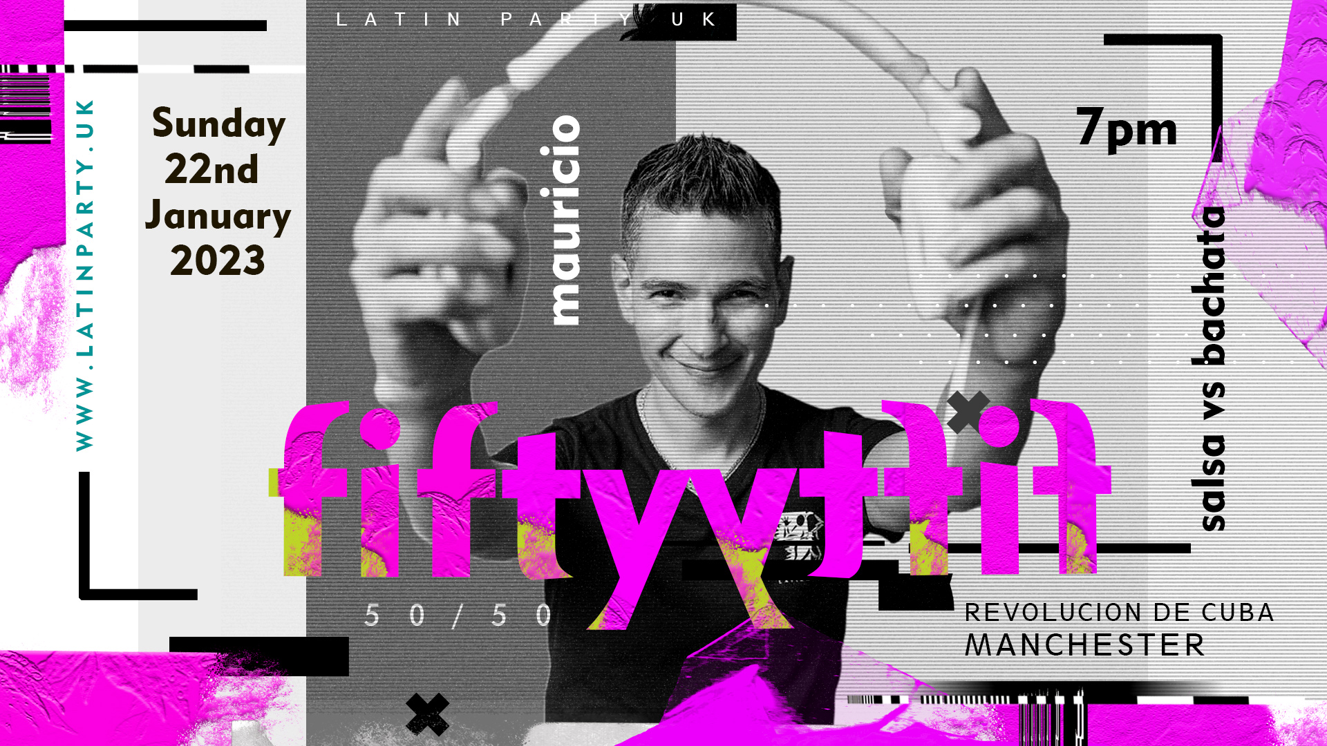 FIFTY FIFTY 50/50 – with Mauricio Reyes: Salsa vs Bachata –  Sunday 22nd January | Revolucion de Cuba Manchester