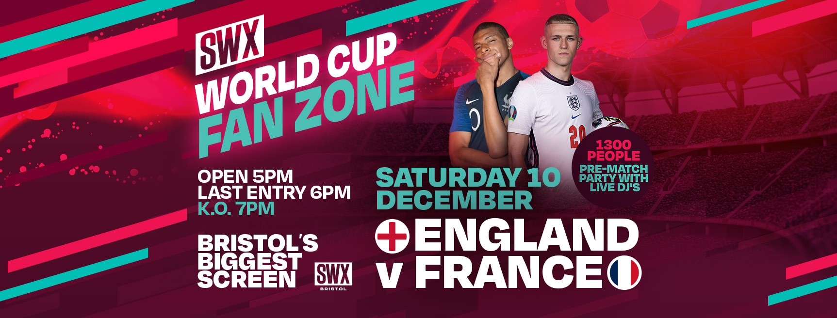 World Cup Fan Zone England V France SOLD OUT at SWX, Bristol on