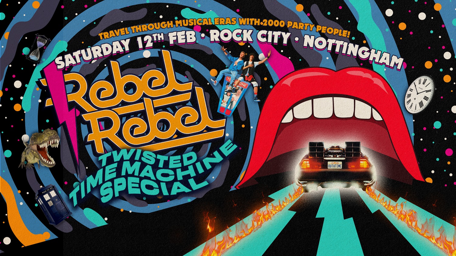 Rebel Rebel – (ADVANCE TICKETS SOLD OUT – PAY ON THE DOOR AVAILABLE FROM 10PM) –  Featuring the Twisted Time Machine!  Nottingham’s Greatest Saturday Night – 12/02/22