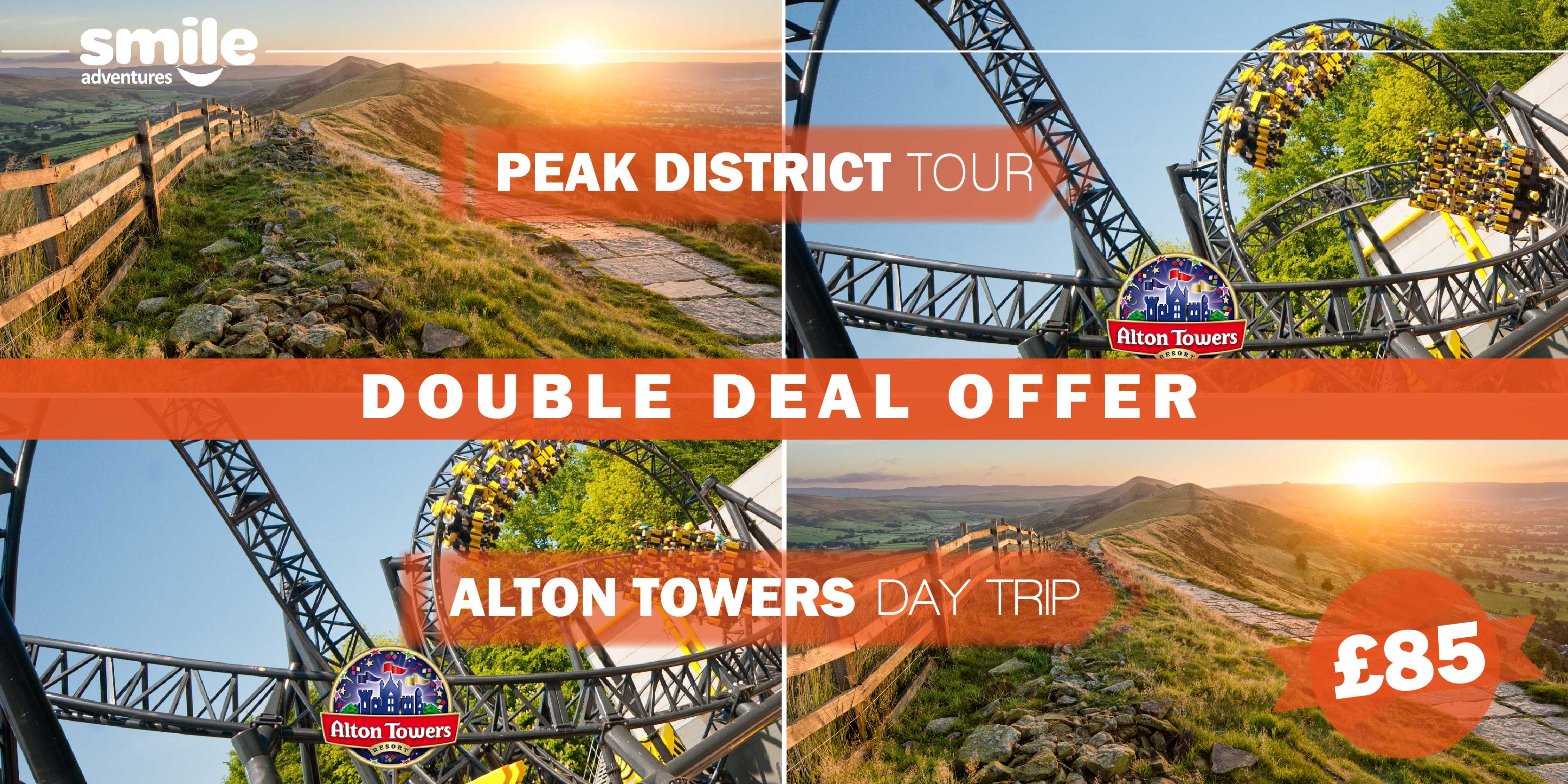 DOUBLE DEAL – Peak District Tour 26.03.22 / Alton Towers Day Trip 27.03.22