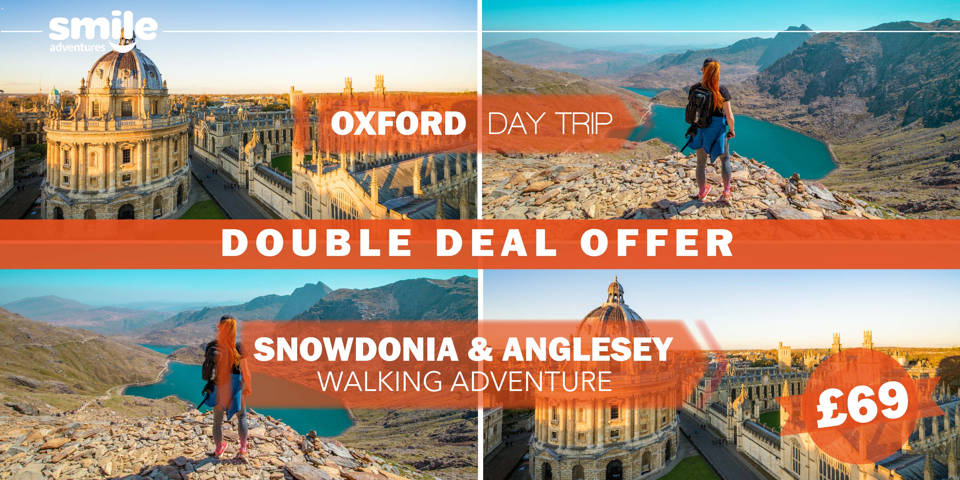 DOUBLE DEAL – Oxford Day Trip 15.04.22 / Snowdonia & Anglesey Walking adventure 17.04.22