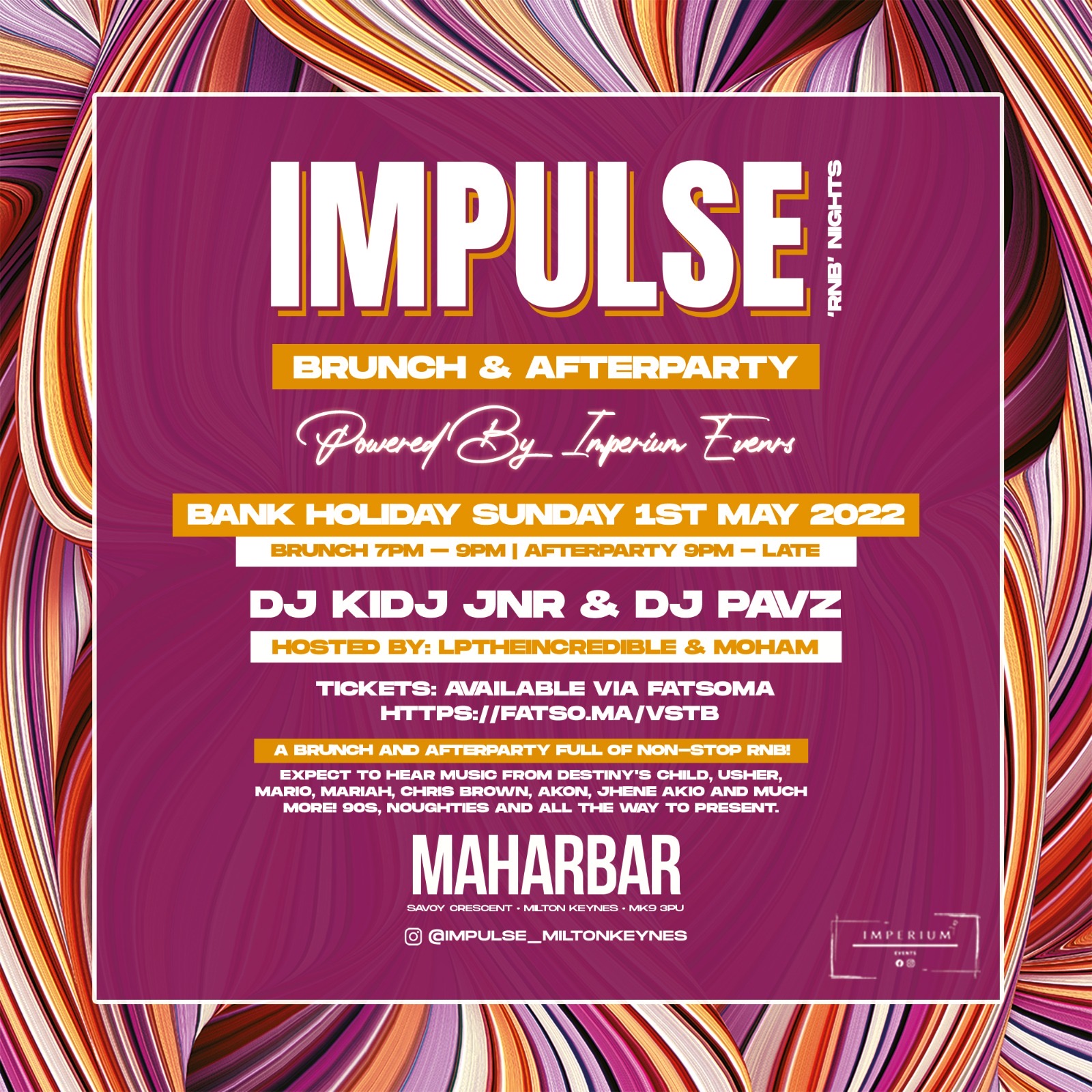 Impulse 'RNB Nights' Bank Holiday Brunch + AFTERPARTY at Marha Bar