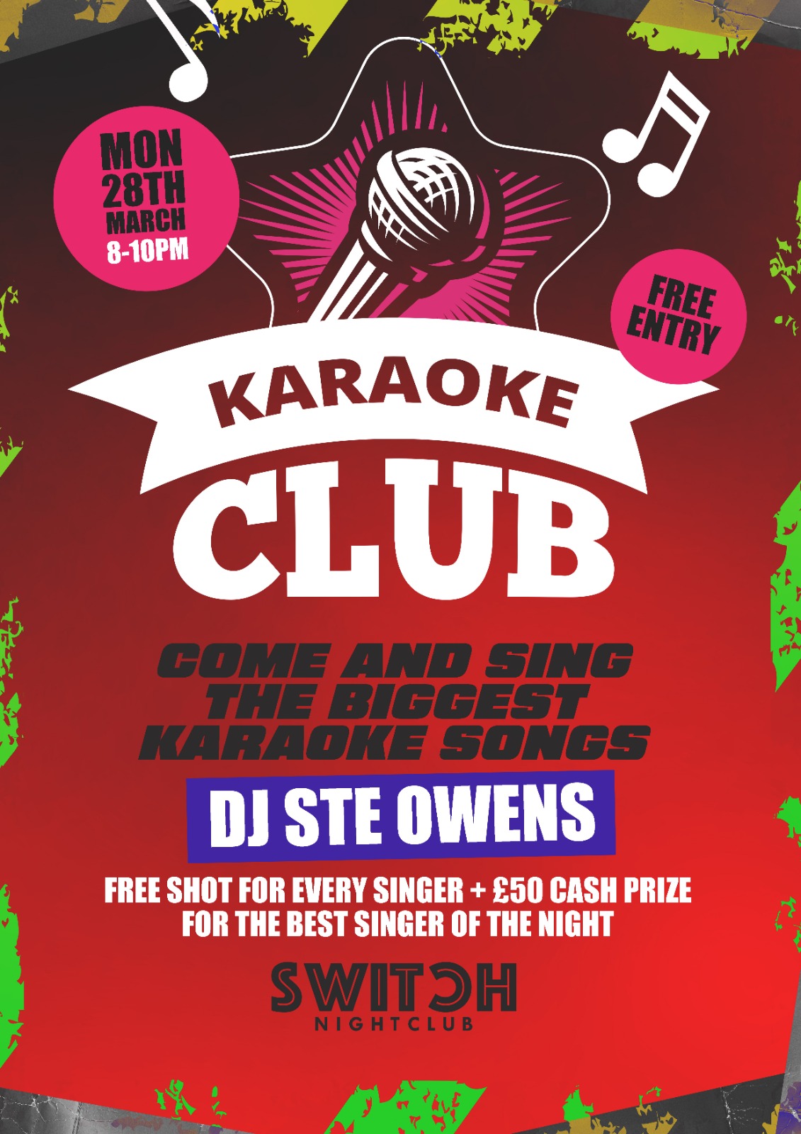 Karaoke Club! 8PM – 10.30PM | Free Entru