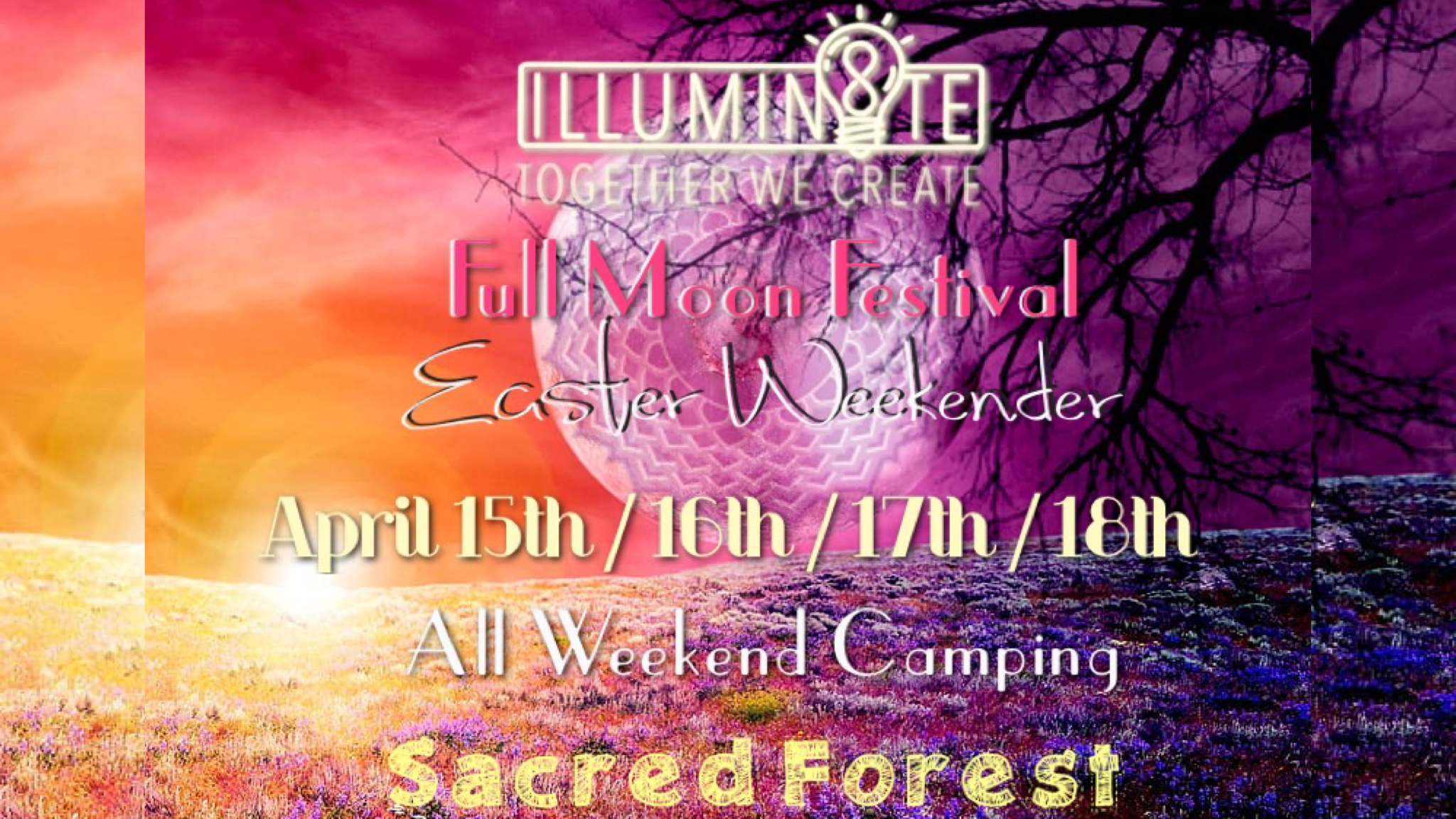 Illumin8te Bank holiday Easter Weekender PINK FULL MOON FESTIVAL  (Friday April 15th / 16th / 17th / Monday 18th April)  @ Sacred Forest