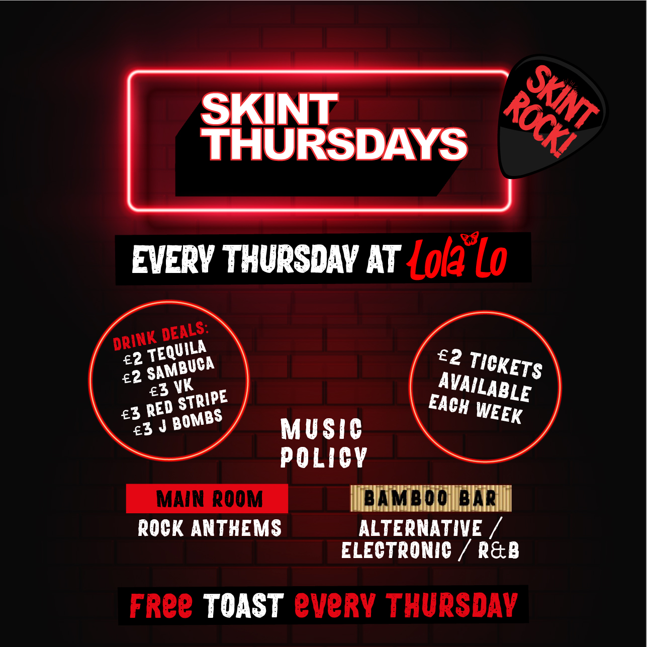 Skint Thursday – £2 Drinks And Tickets!