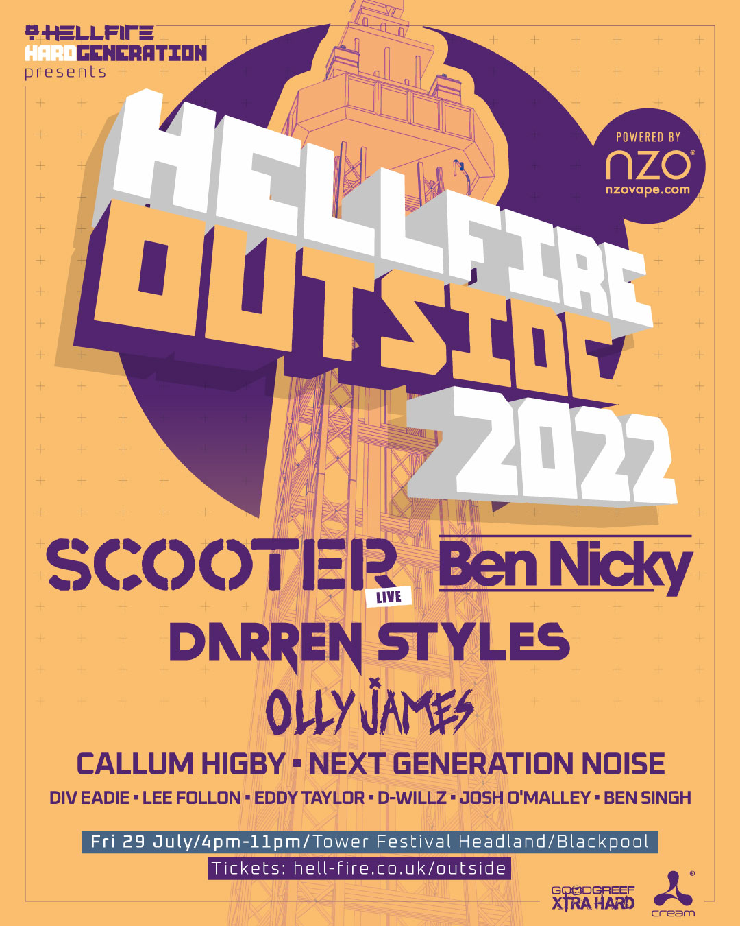 HELLFIRE OUTSIDE at Blackpool Tower, Blackpool on 29th Jul 2022 | Fatsoma