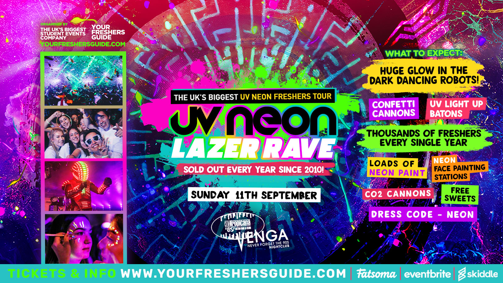 £1 Tickets – UV Neon Lazer Rave / Glasgow Freshers 2022