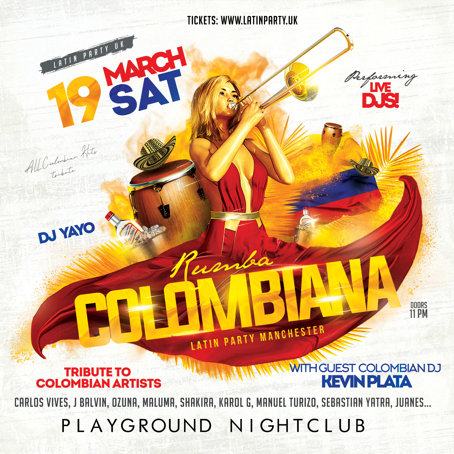 RUMBA COLOMBIANA – REGGAETON SATURDAYS  (21/5)