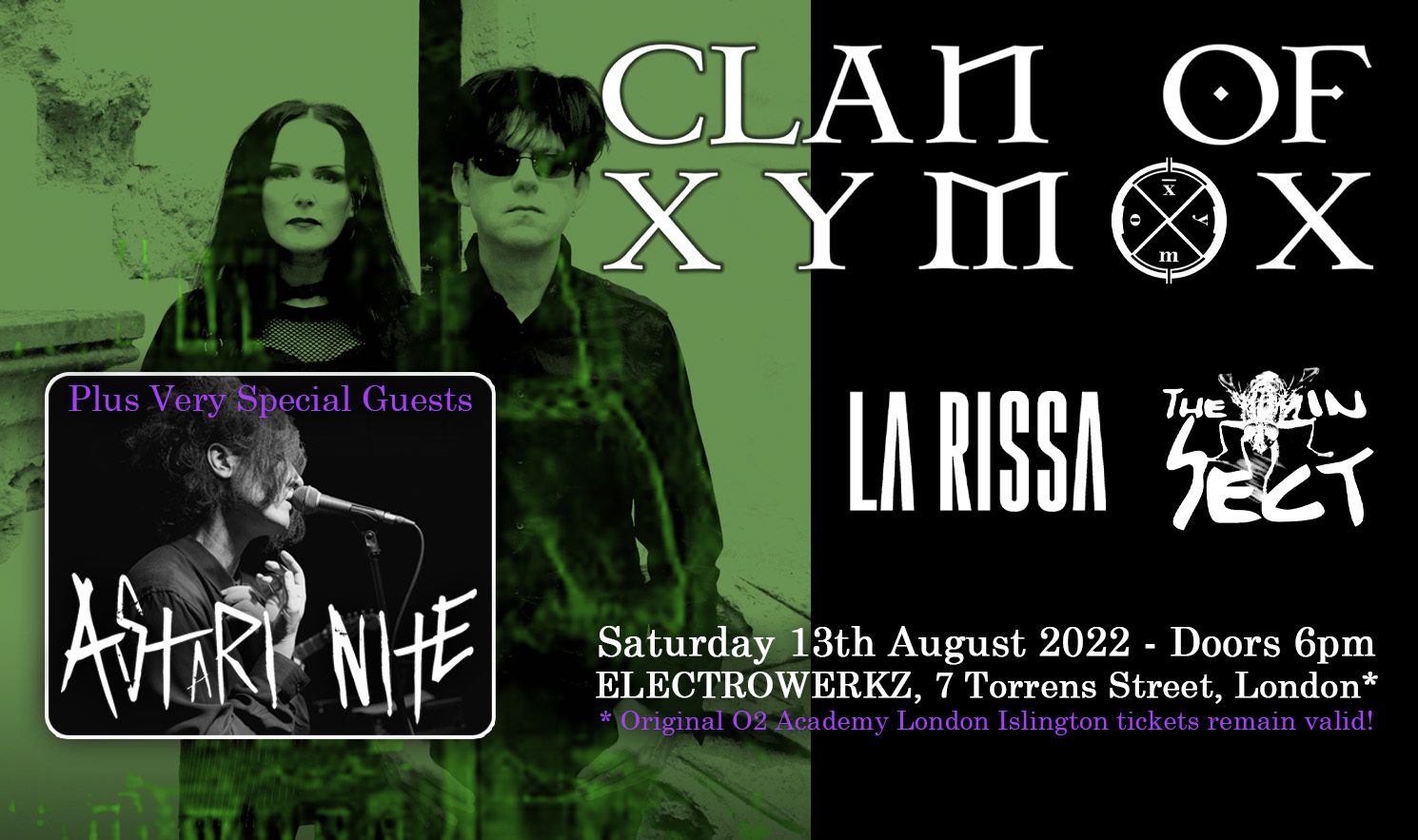 CLAN OF XYMOX –  40th Anniversary UK Tour + Astari Nite + La Rissa & The Insect