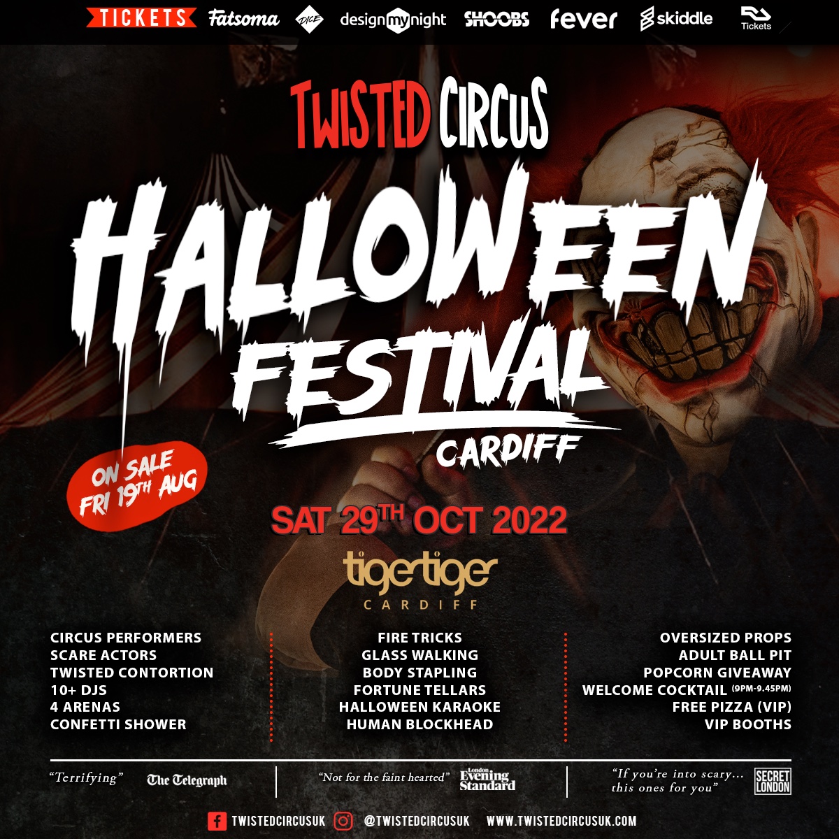 Twisted Circus Halloween Festival CARDIFF, Sat 29th Oct Tiger Tiger