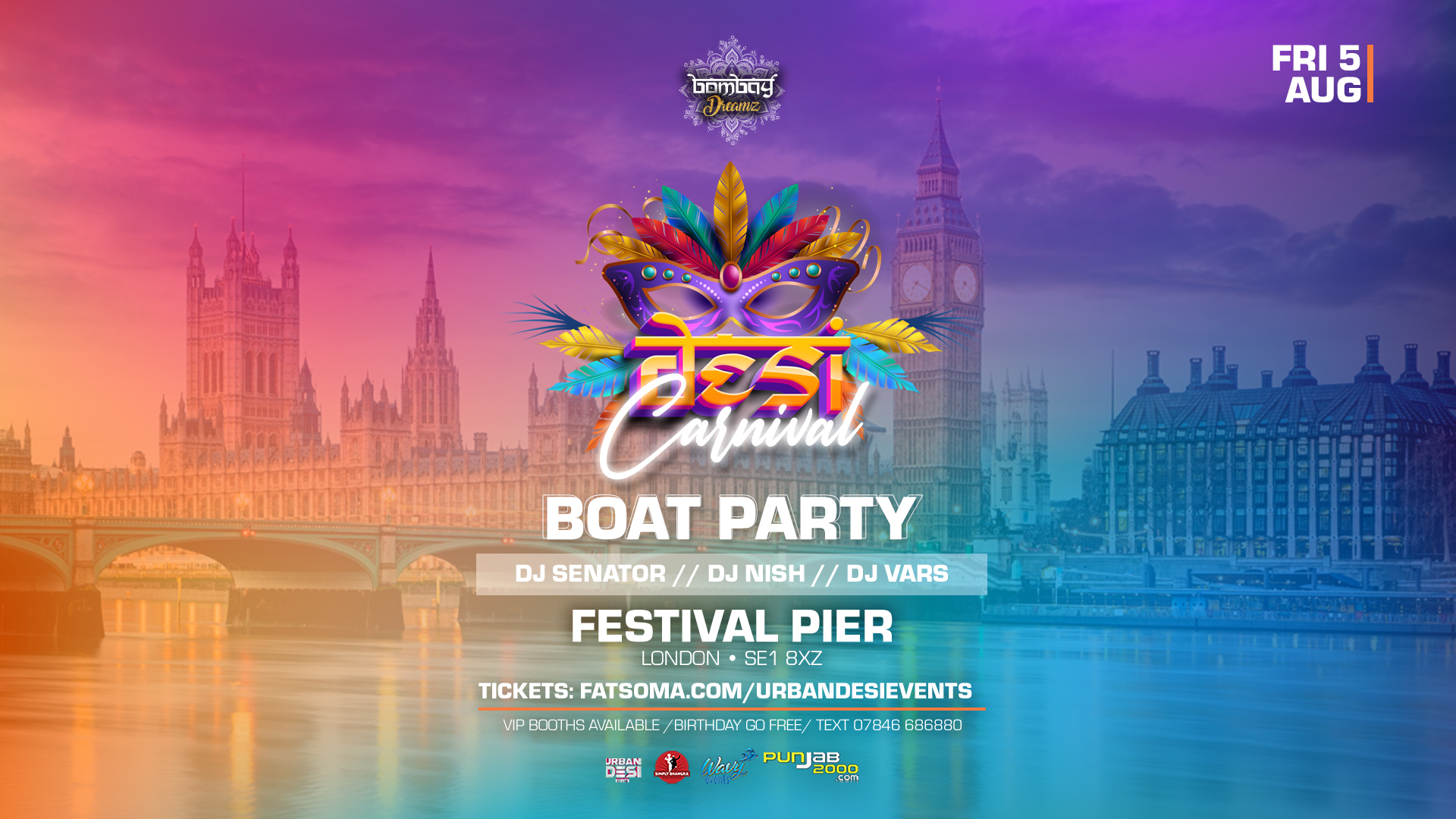 DESI CARNIVAL BOAT PARTY at London Party Boats, London on 5th Aug 2022