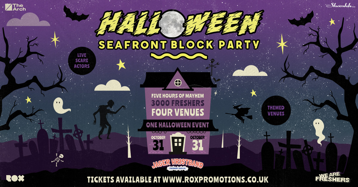 HALLOWEEN SEAFRONT BLOCK PARTY / 4 VENUES / 3000 STUDENTS / LIVE ACTORS