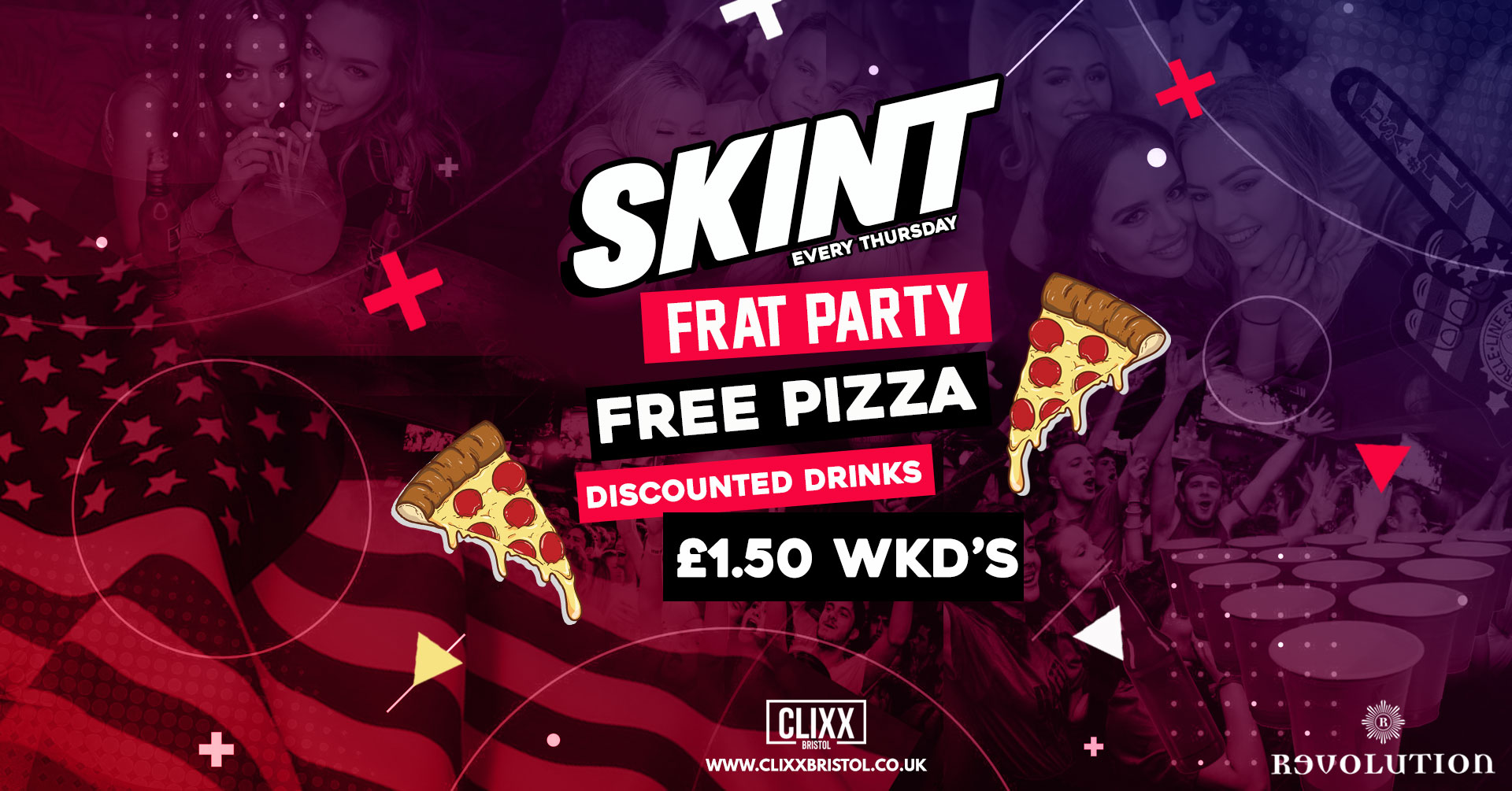 SKINT // FRAT PARTY! – £2 Tickets – FREE PIZZA + £1.50 WKD’s