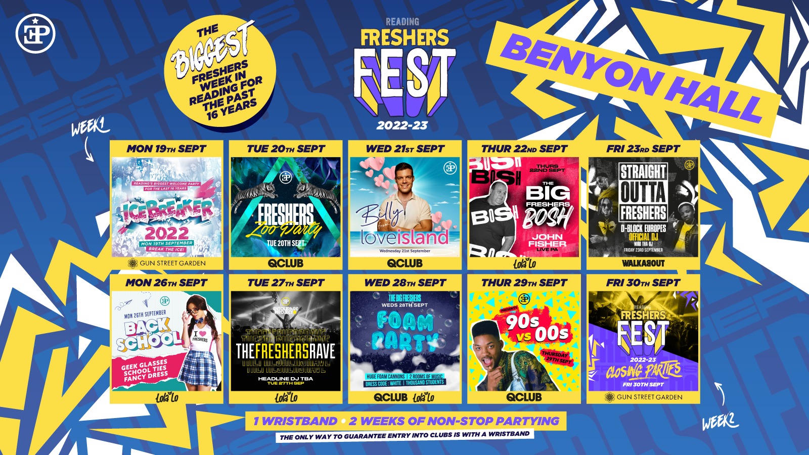 Benyon Halls Freshers Fest 2022/23 – The Full 2 Week Wristband
