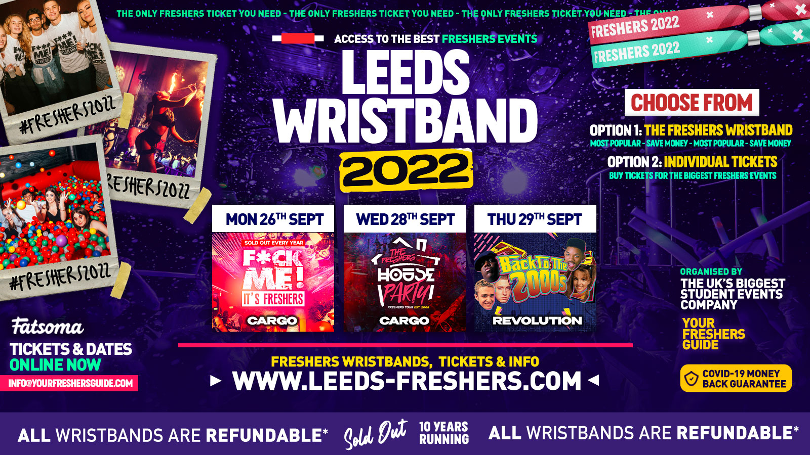 The Leeds Freshers Wristband 2022 FREE SIGN UP! The BIGGEST Events