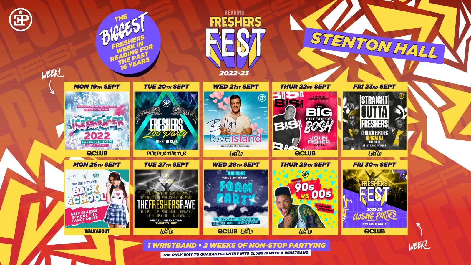 Stenton Halls Freshers Fest 2022/23 – The Full 2 Week Wristband