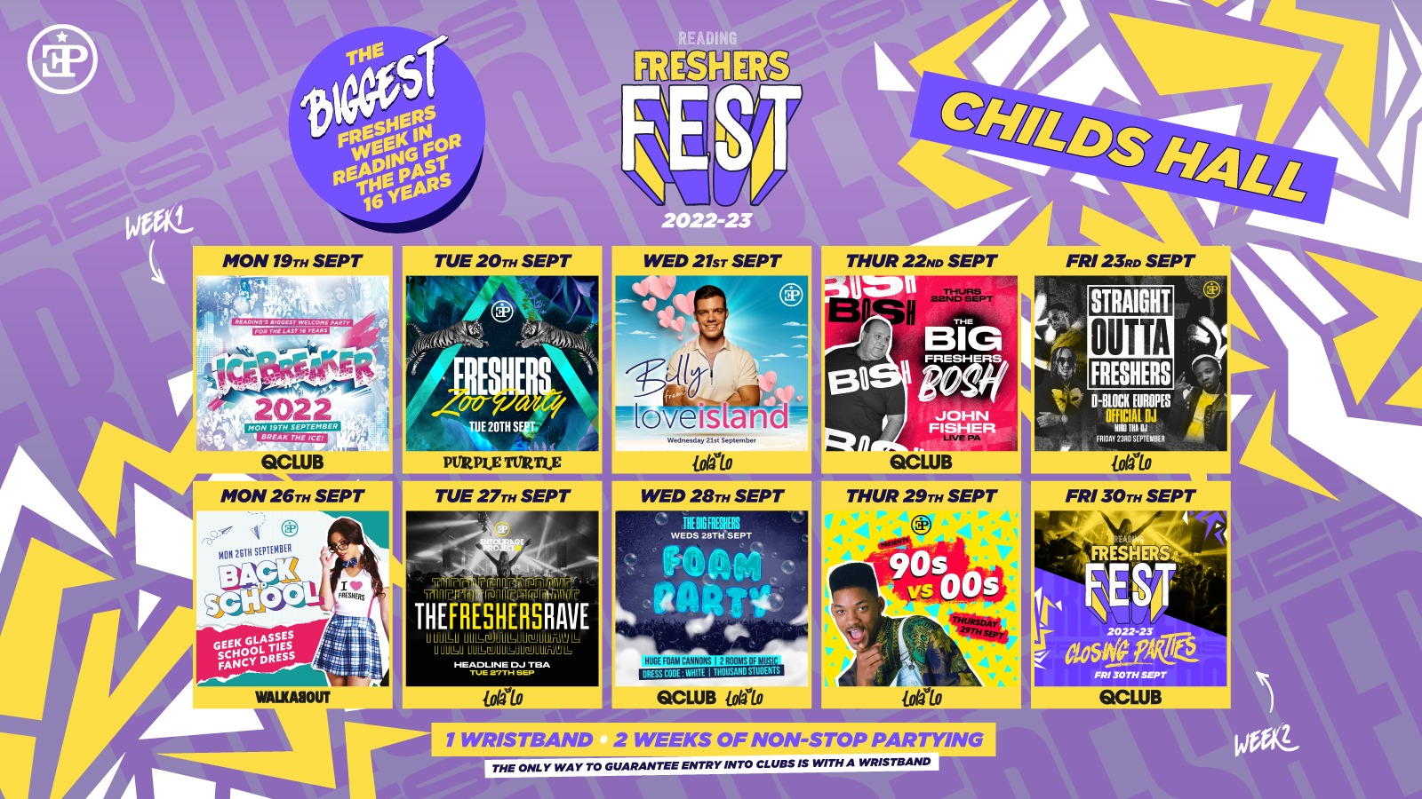 Childs Halls Freshers Fest 2022/23 – The Full 2 Week Wristband