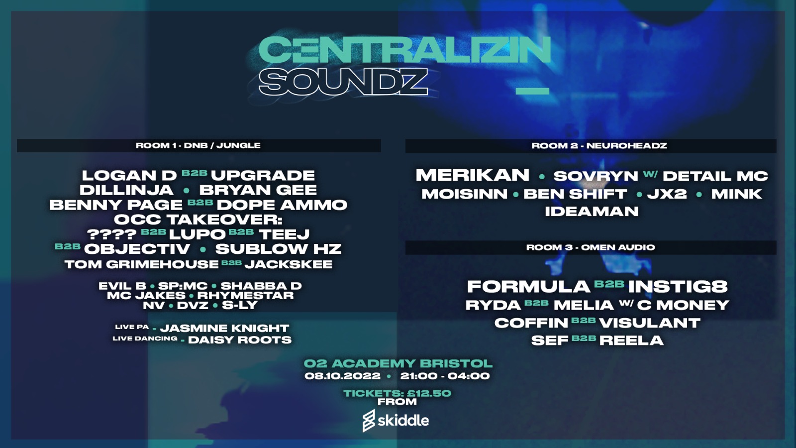Centralzin Soundz Bristol W/ Logan D b2b Upgrade, Dillinja, Bryan Gee, neuroheadz & more