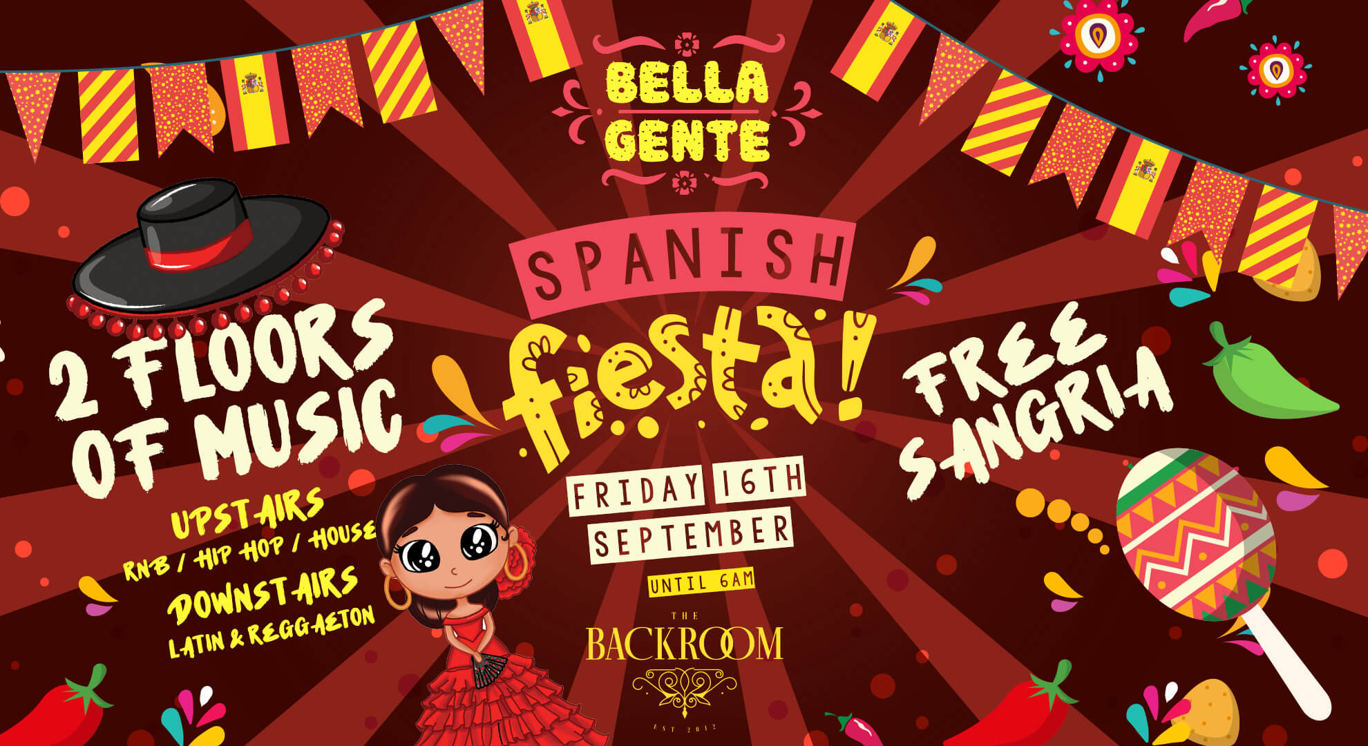 Spanish Fiesta x Bella Gente @ The Backroom – Friday 16th September