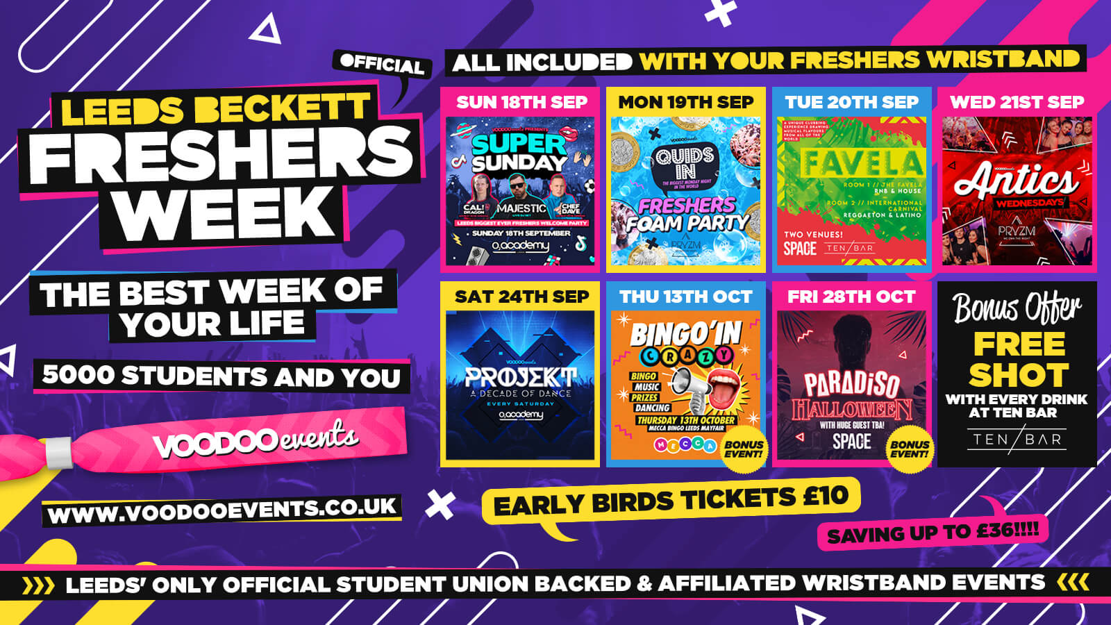THE OFFICIAL LEEDS BECKETT  FRESHERS WRISTBAND