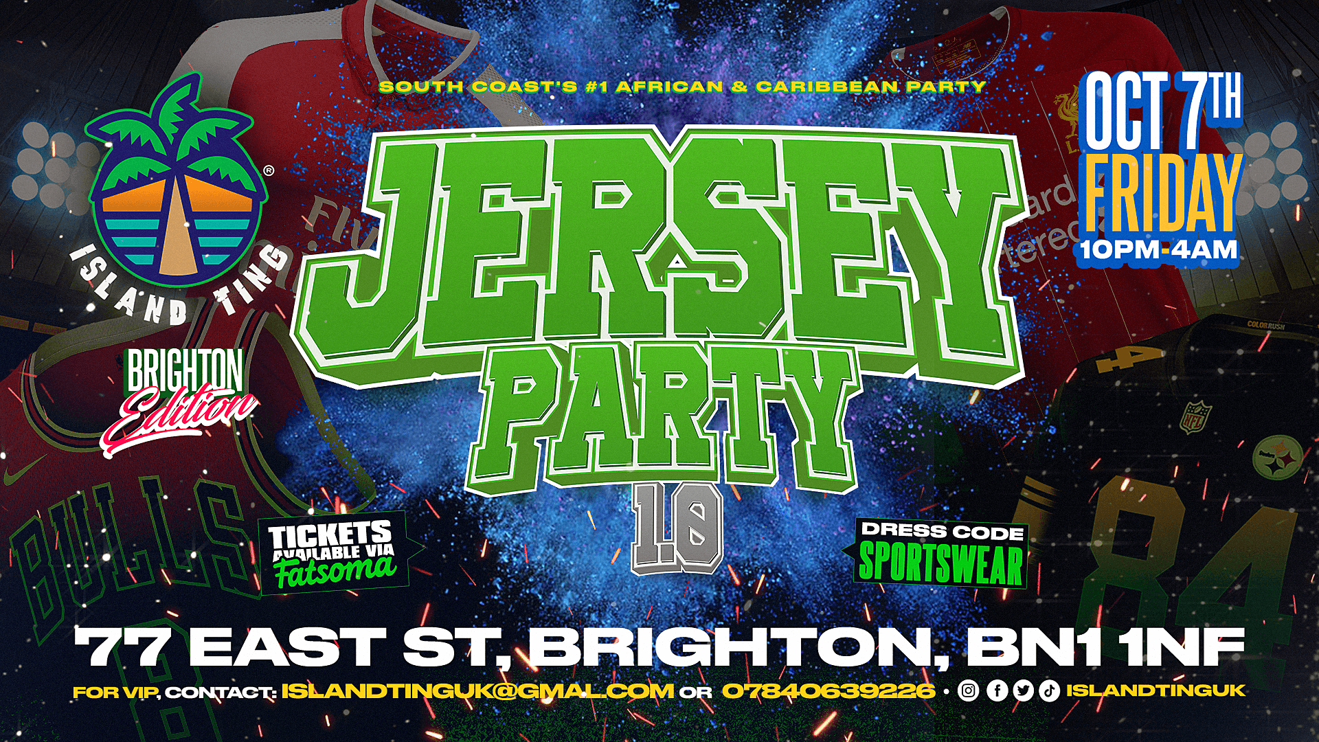 Jersey Party 🌴 Island Ting (Brighton) 🎽🏀⚽ at Zahara Nightclub Brighton 