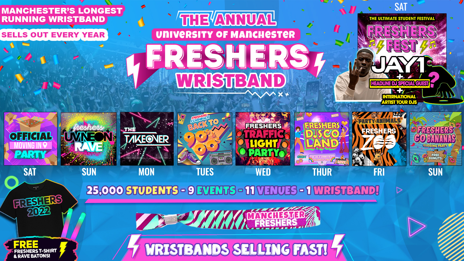 ANNUAL MANCHESTER [UNI OF WEEK] FRESHERS WEEK WRISTBAND - LAST 50 ...
