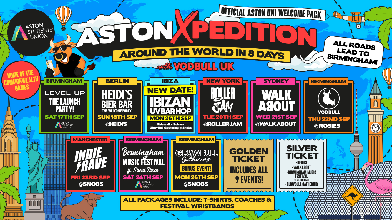🌍The OFFICIAL Aston Uni Welcome Pack! [🔥FINAL PACKS!!!!🔥] 🌍 The Aston❌pedition 🌍  ⚠️N.B. NEW BAR CRAWL DATE!⚠️