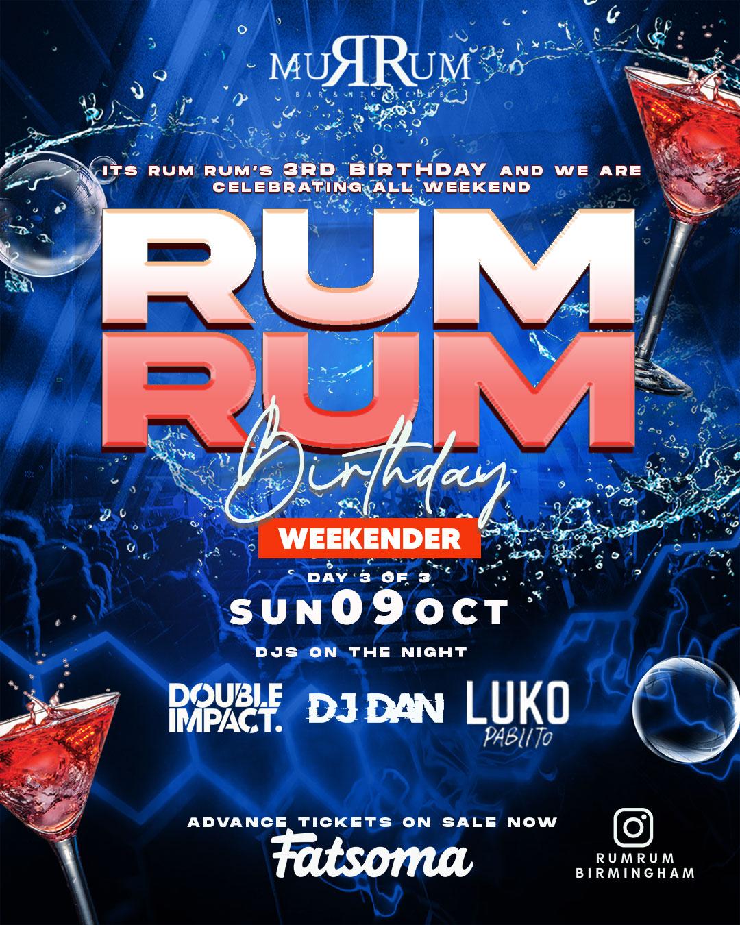 RUM RUM 3RD BIRTHDAY SUNDAY WITH SPECIAL GUESTS at RUM RUM Cocktail Bar
