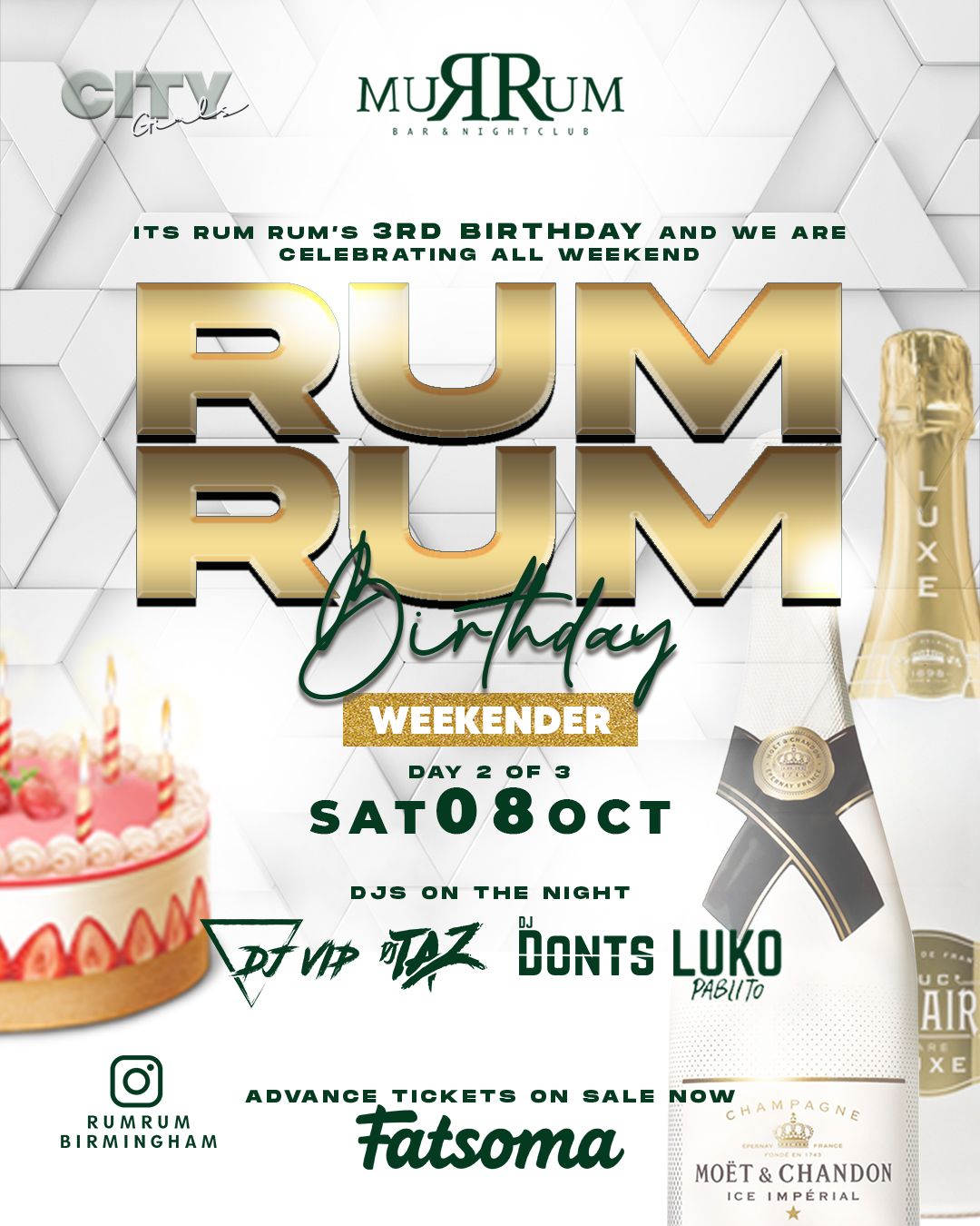 RUM RUM 3RD BIRTHDAY WEEKENDER CLUB IN ARCADIAN at RUM RUM Cocktail Bar